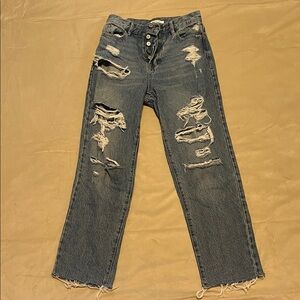 Distressed high rise buttonfly straight women’s Pacsun Jeans